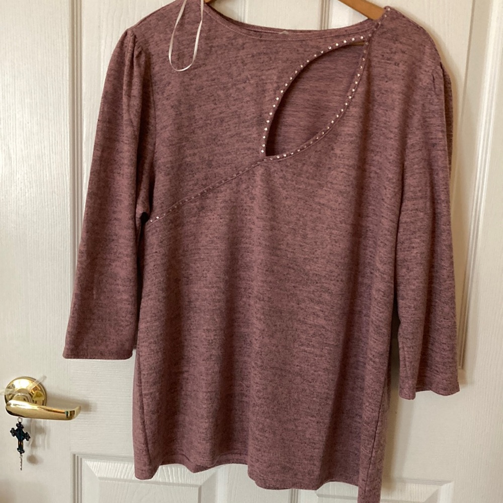 NWOT scoop neck, 3/4 sleeve peekaboo knit top - Picture 1 of 3